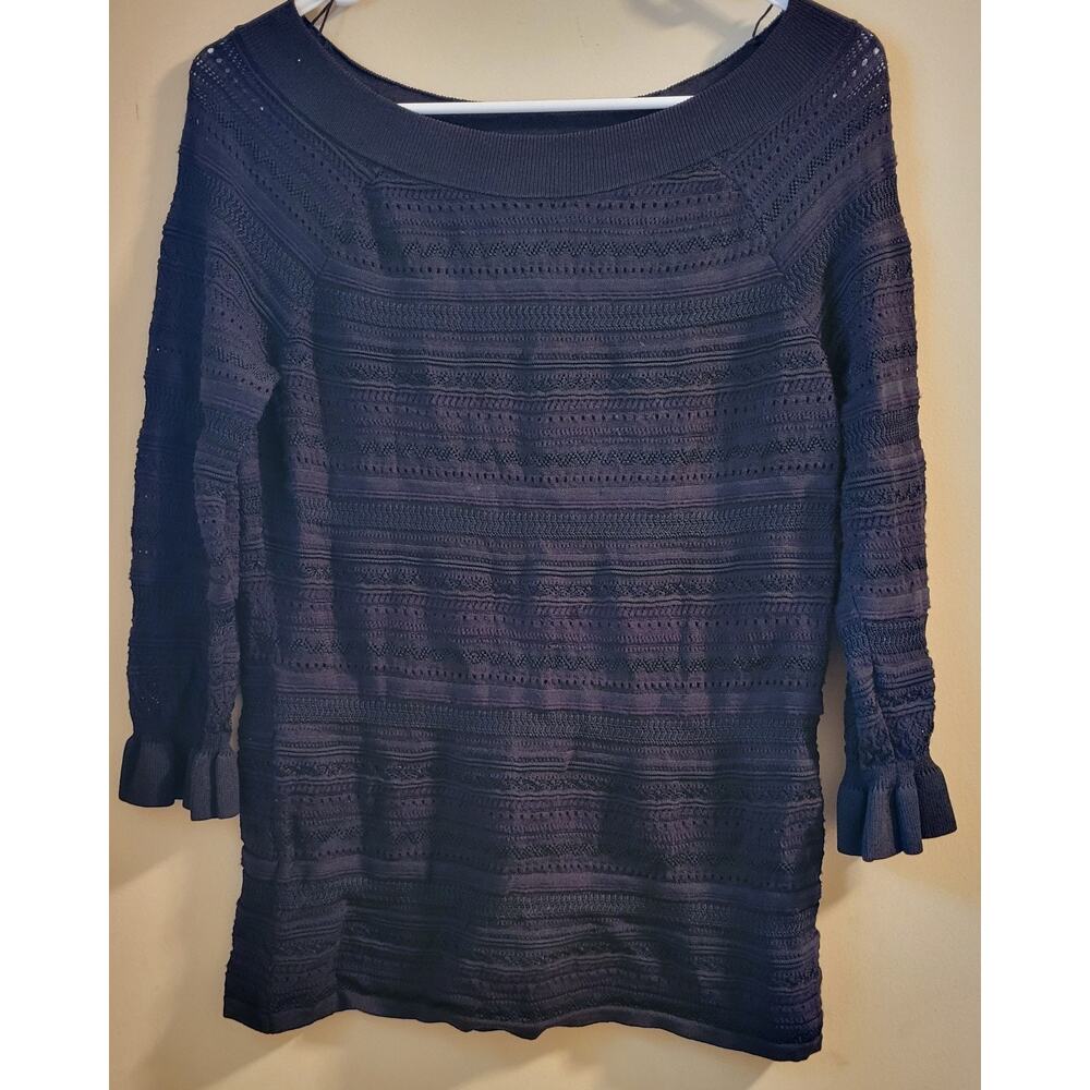 White House Black Market Black Shirt M Women Stretch Art to Wear Good Condition